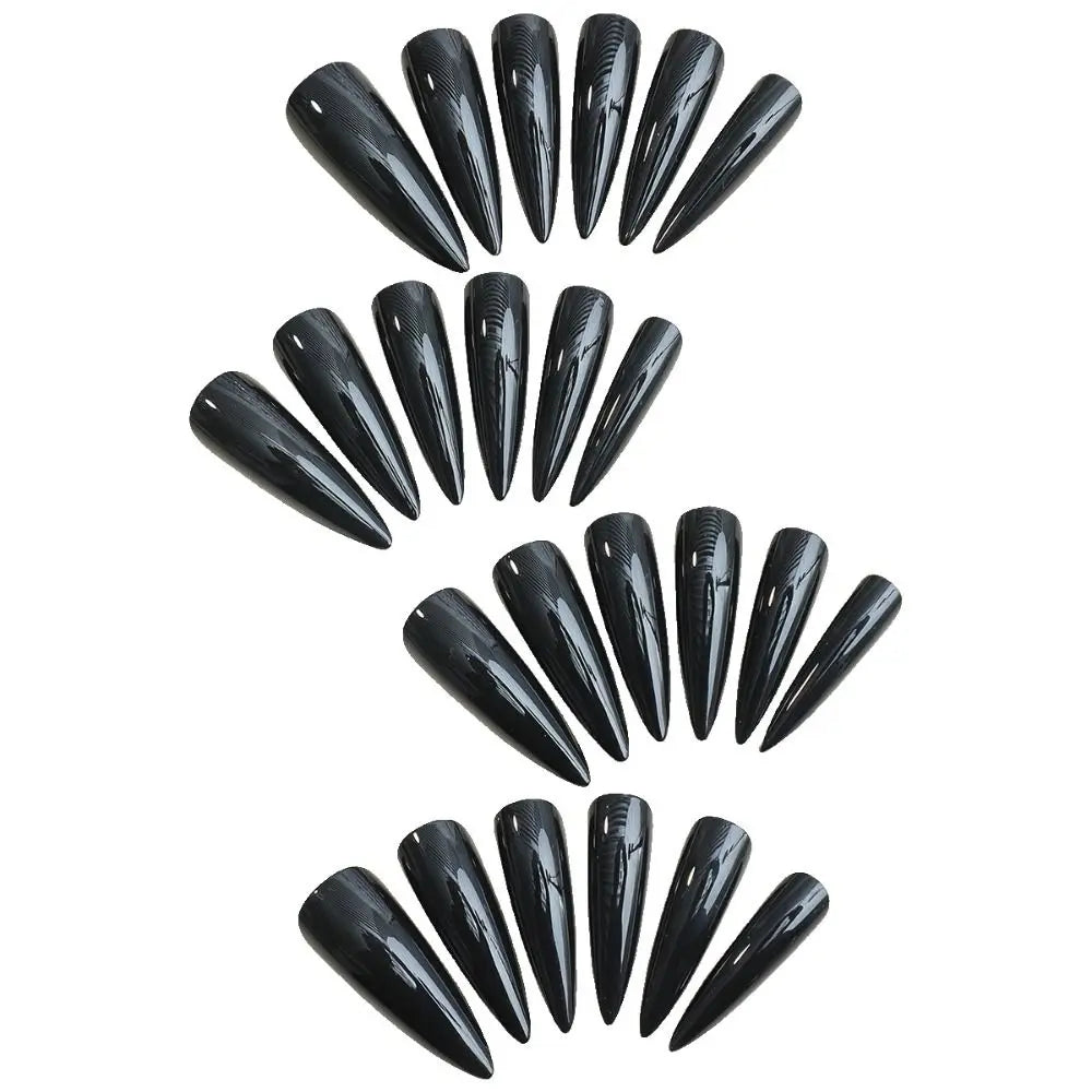 Detachable Wearable Almond Fake Nails 24pc-2