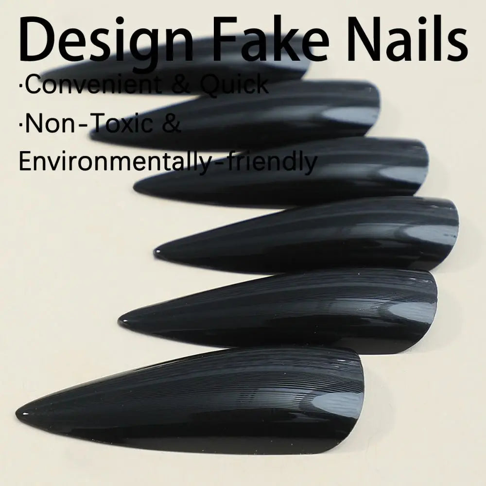 Detachable Wearable Almond Fake Nails 24pc-3